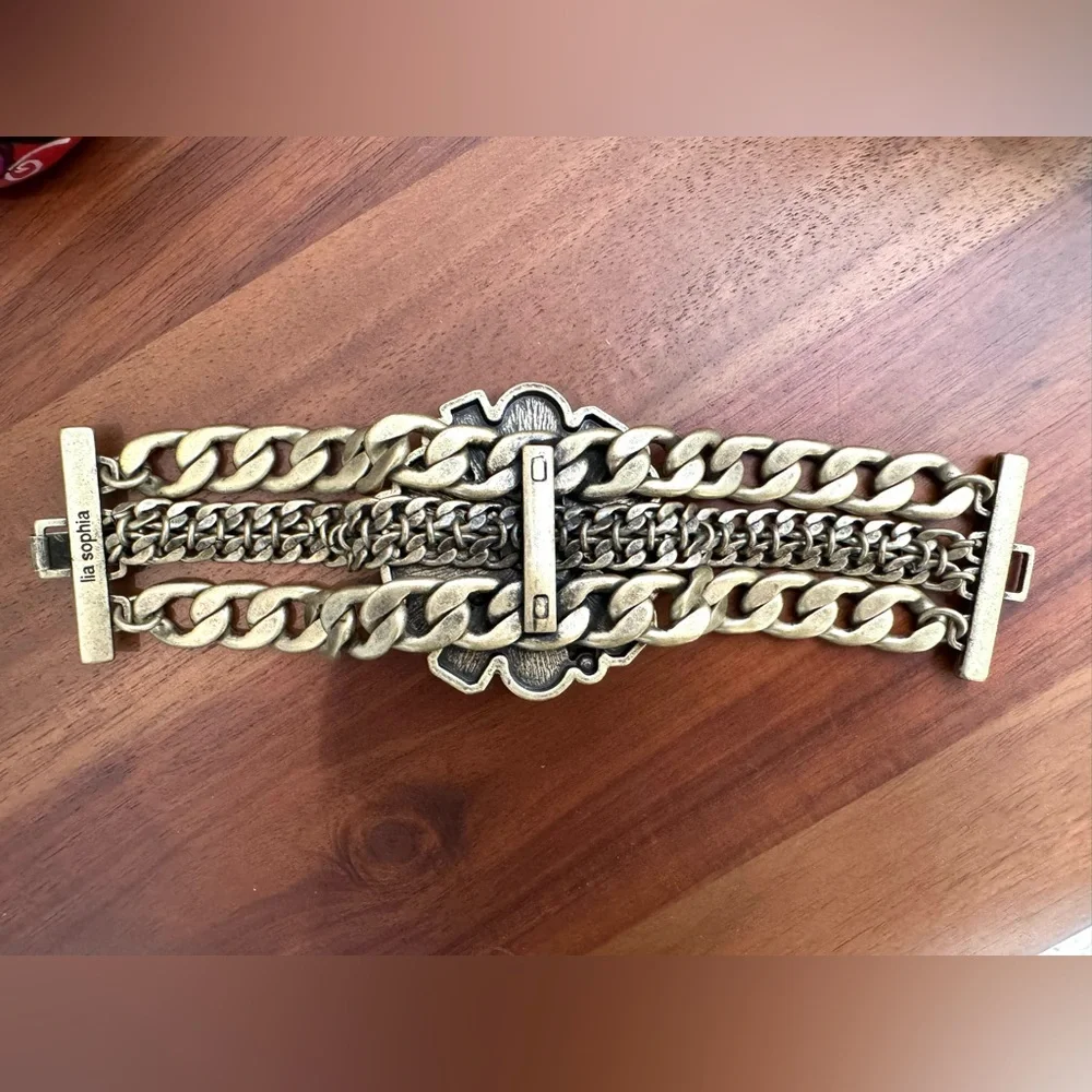 Lia Sophia Gold-Tone Medallion Statement Bracelet